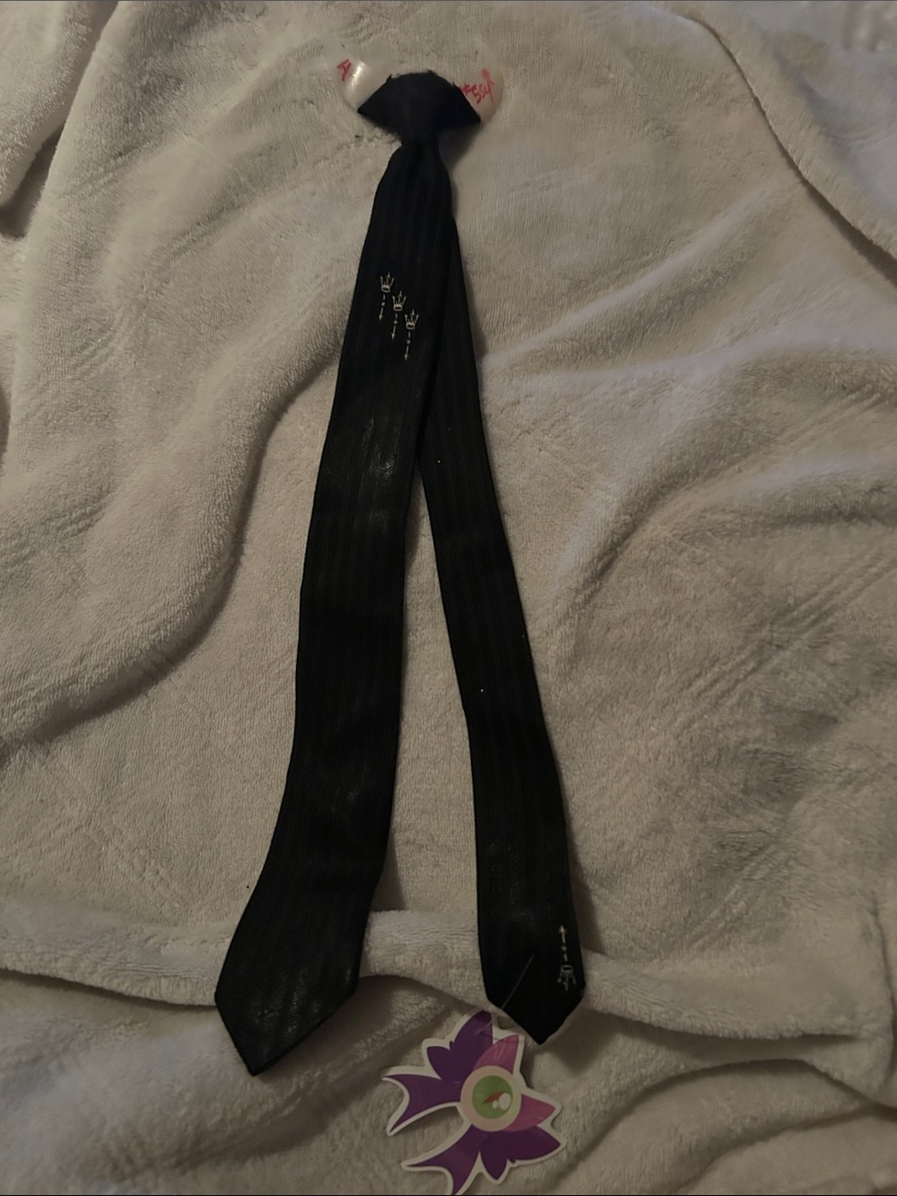 Men's Black Ribbed Knit Tie - Antique Vintage